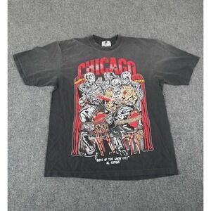 Warren Lotas Boss Of The Wind City Al Capone Shirt Mens Large Gray Chicago